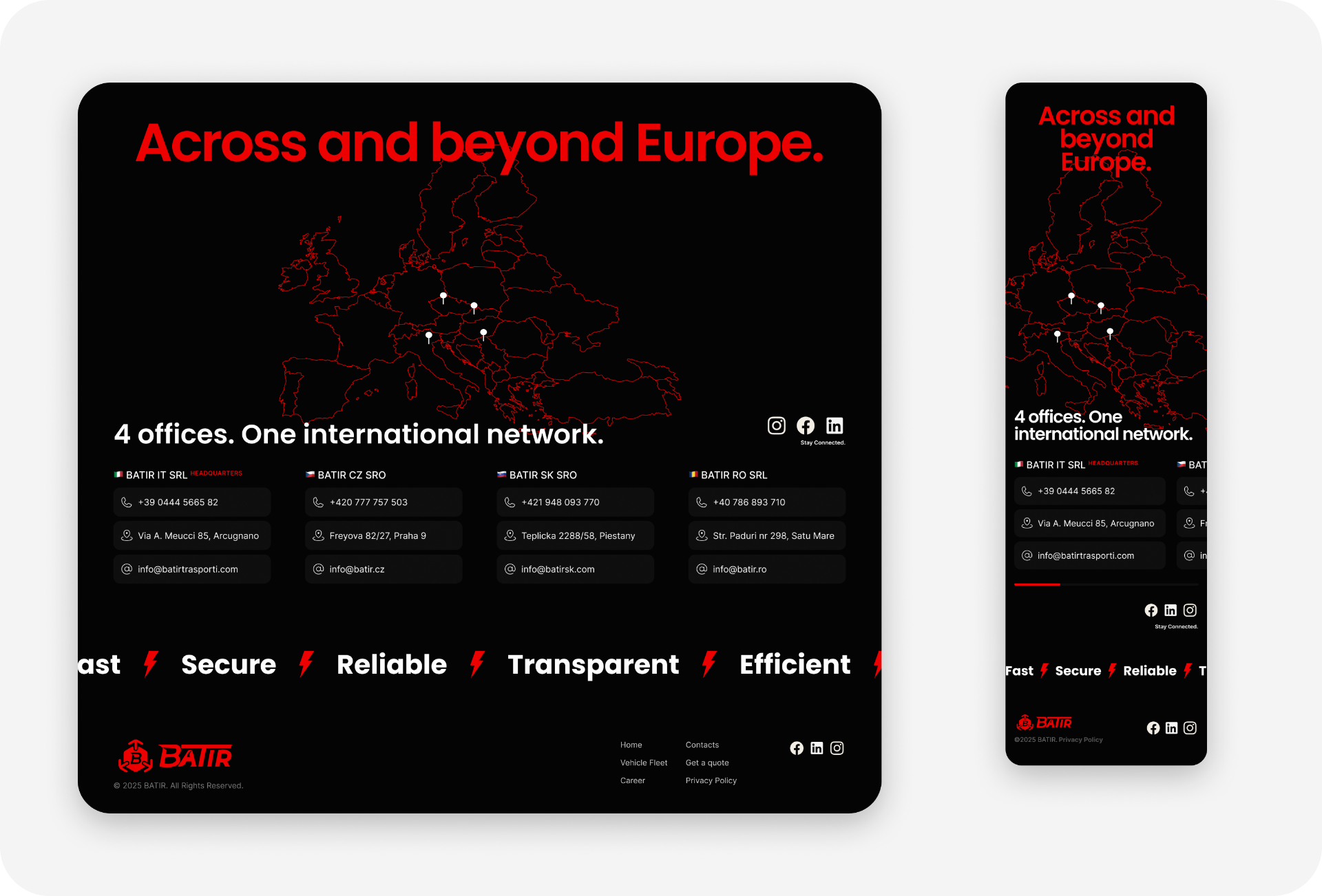 Batir European offices map
